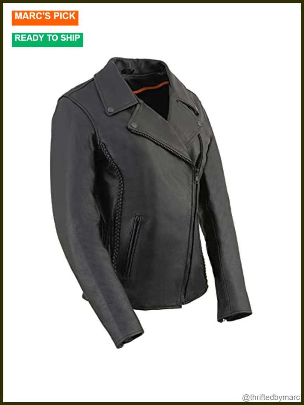Women's Classic Premium Leather Motorcycle MC Style Riding Jacket